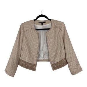 White House Black Market Womens Size 10 Open Front Linen Blend Jacket Blazer